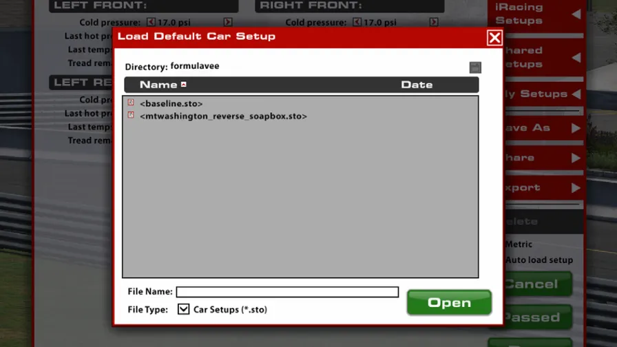 载入 iRacing 设置