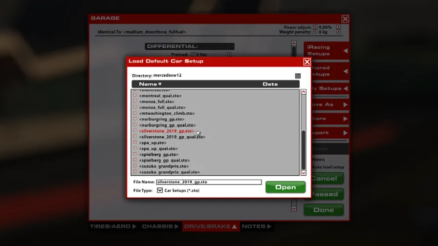 载入 iRacing 设置